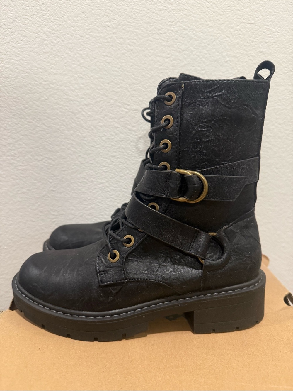 Seven7 Cardi B Combat Boots NWT Black Size 9